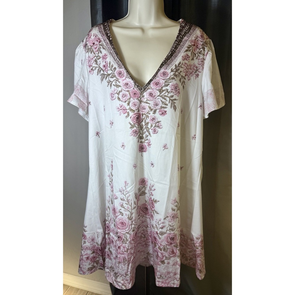 Unbranded Women's 2XL Floral Dress Boho Cottage Core Summer Coastal‎ Shabby Chic